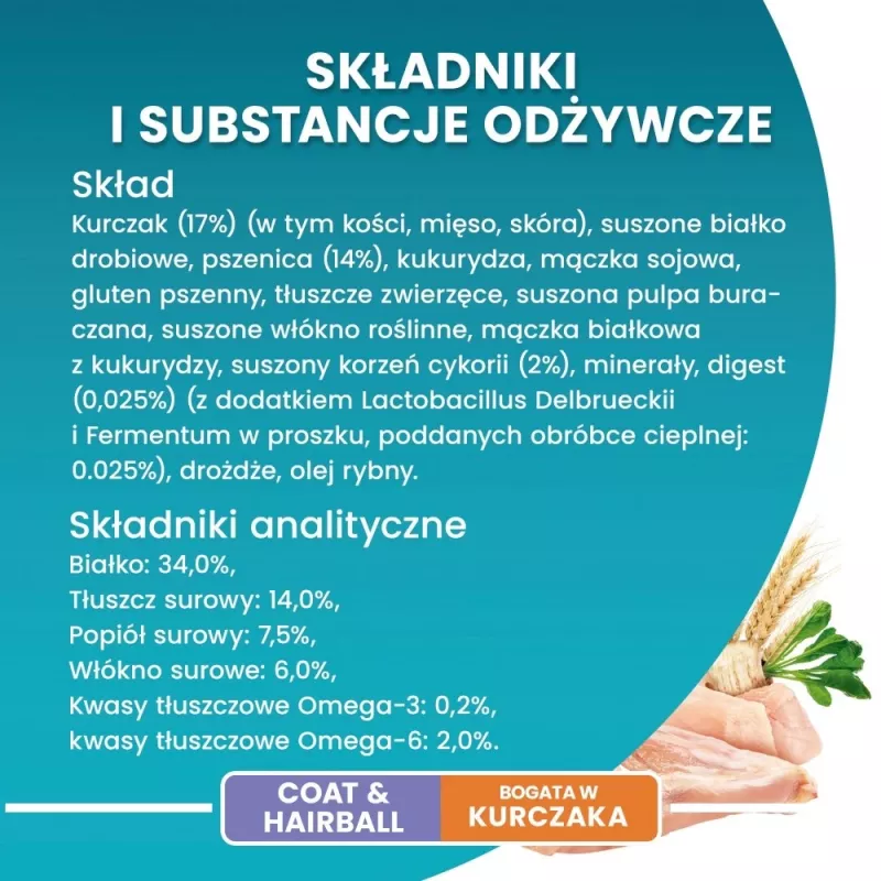 Sausas kačių ėdalas Purina ONE Adult Coat & Hairball Rich in Chicken 800 g