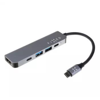 USB-C stotelė FIXED FIXHU-MN-GR 5 prievadų mini nešiojamiesiems ir planšetėms