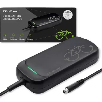 Qoltec greitasis įkroviklis XIAOMI 36V elektriniam paspirtukui / dviračiui | 42V | 2A | 8,0*8,0mm+pin | vandeniui atsparus + maitinimo laidas