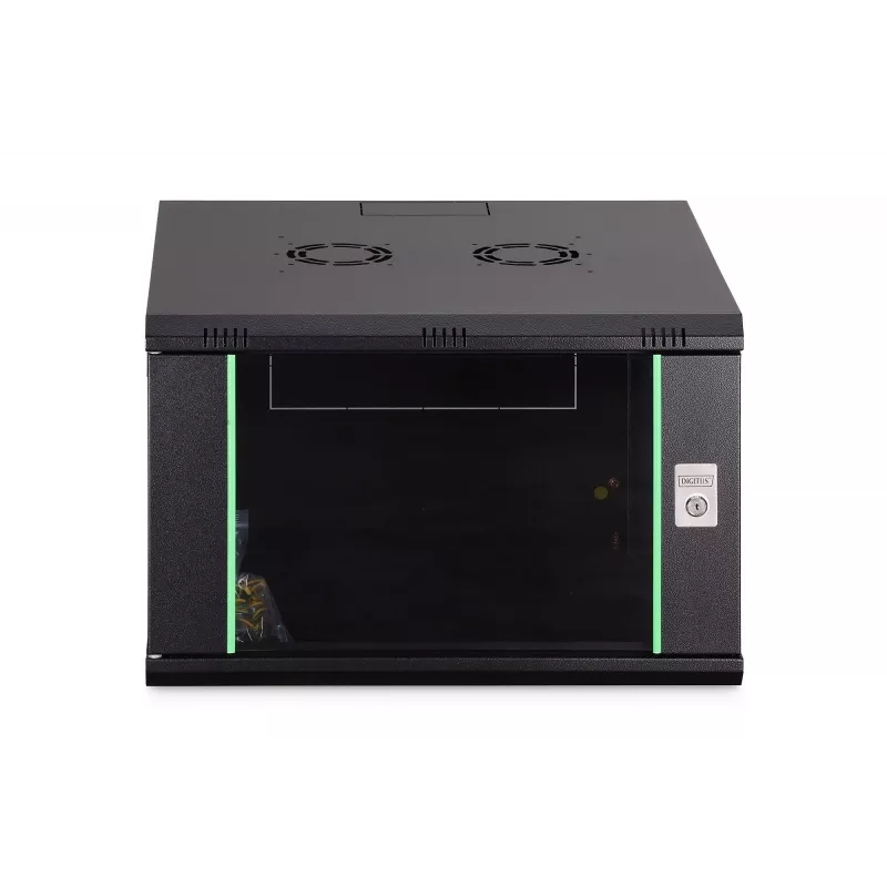 Sieninis 19 colių stovo spintos korpusas DIGITUS Dynamic-N DN-37103 — 7U, 600x600 mm, IP20, nesurinktas, juodas