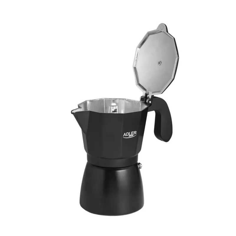 Espresso kavos aparatas Adler AD 4421 — 15 bar siurblys, juodas korpusas