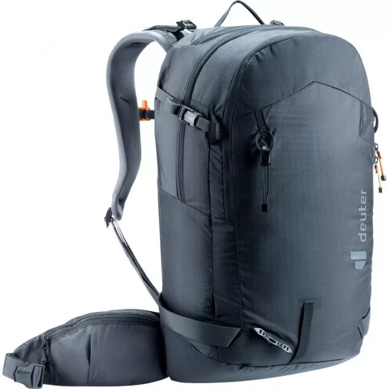 Kuprinė DEUTER Freerider Pro 34+ – techninė freeride slidžių žygiams, 34 L, juoda, šalmo laikiklis, klubų diržas
