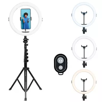 Agfa Arl11xl LED žiedinis 11 colių apšvietimas su trikoju ir nuotolinio valdymo pultu