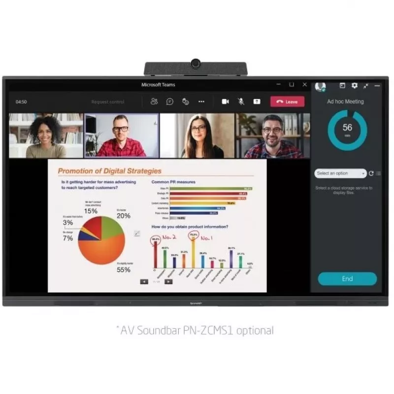 Sharp PN-L752B interaktyvi lenta (75 coliai, 4K, USB-C, Android)