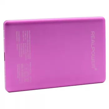 Powerbankas RealPower PB-5000 MAG 5000 mAh, belaidis įkrovimas, USB-C, 20 W, rožinis