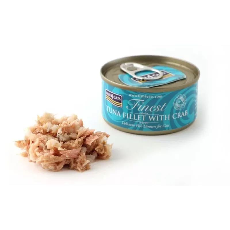 Šlapias maistas katėms FISH4DOGS Tuno filė su krabu 70 g