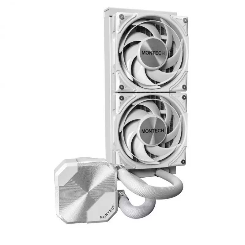 Montech HyperFlow Silent 240 procesoriaus skysčinis aušintuvas 240 mm radiatorius 2×120 mm ventiliatoriai baltas