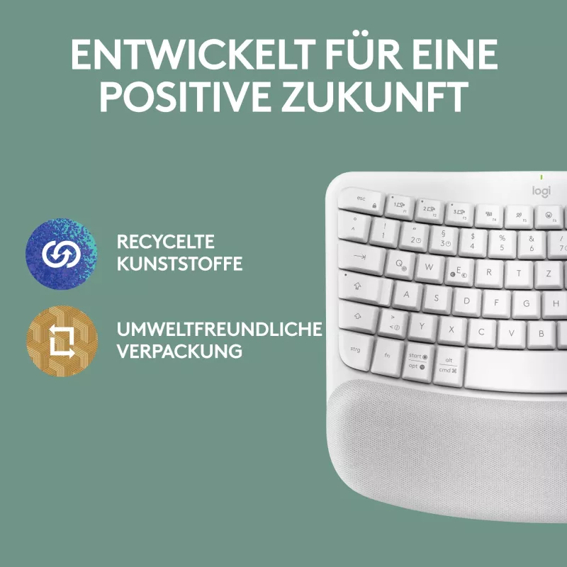 Klaviatūra Logitech Wave Keys for Mac QWERTZ vokiška balta
