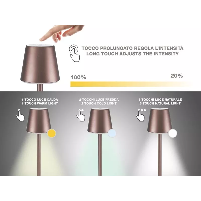 Beper P201UTP103 įkraunama stalo lempa, liečiamas jungiklis, 2 W