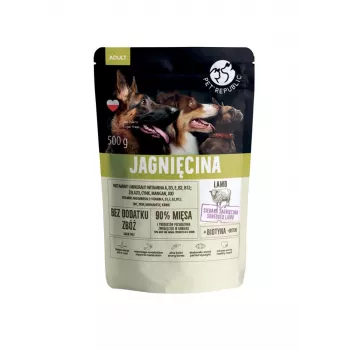 Šlapias šunų ėdalas PET REPUBLIC Adult Lamb 500 g