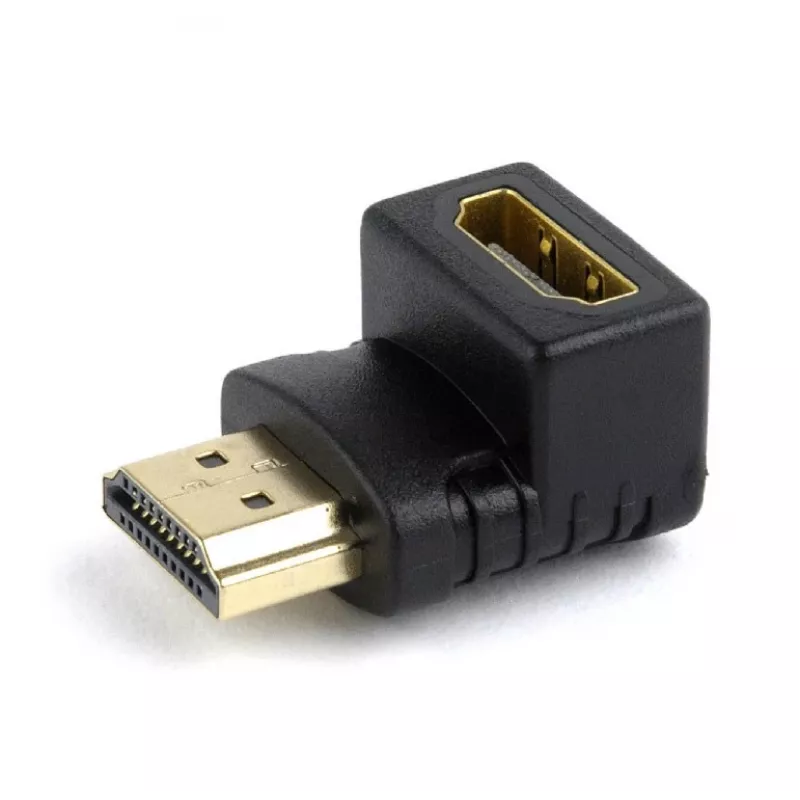 HDMI adapteris GEMBIRD A-HDMI90-FML, HDMI į HDMI, 90° kampinis, juodas