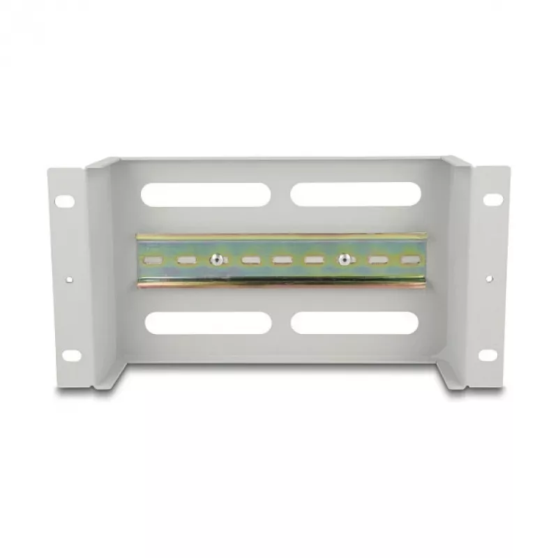 Delock 67319 10" grandinės pertraukiklių juosta su dangteliu ir DIN bėgiu, 3U, metalinė, pilka