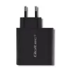 Qoltec 51716 sieninis įkroviklis 63 W, USB-C PD + USB QC 3.0, 5-20 V 1,5-3 A, juodas