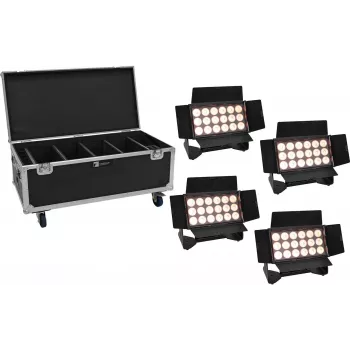 LED daugiafunkcis užpildymo šviestuvų rinkinys EUROLITE 20001034 su 4 įkraunamomis baterijomis, 18x10W RGBW šviesos diodai