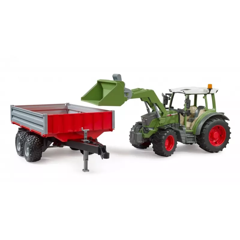 Traktorius BRUDER Fendt Vario 211 su priekiniu krautuvu ir šonine priekaba