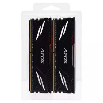 DDR4 RAM rinkinys AFOX 2×16GB 3200MHz CL16 1.35V Unbuffered (32GB, XMP2, Rank1, juodi)