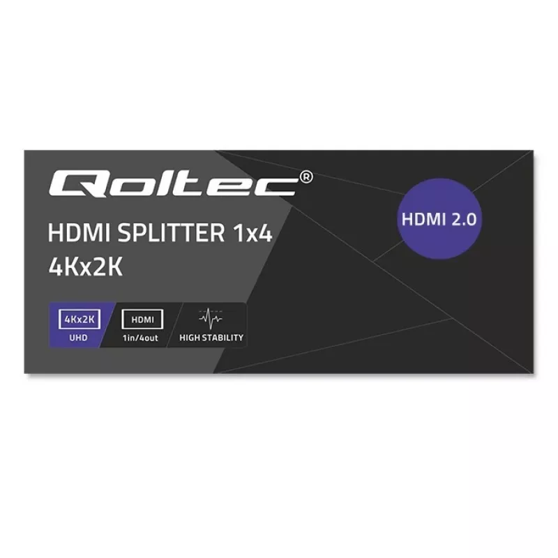 Qoltec 51799 Aktyvus HDMI skirstytuvas 4 x HDMI 4K x 2K | 6Gb/s | 60Hz