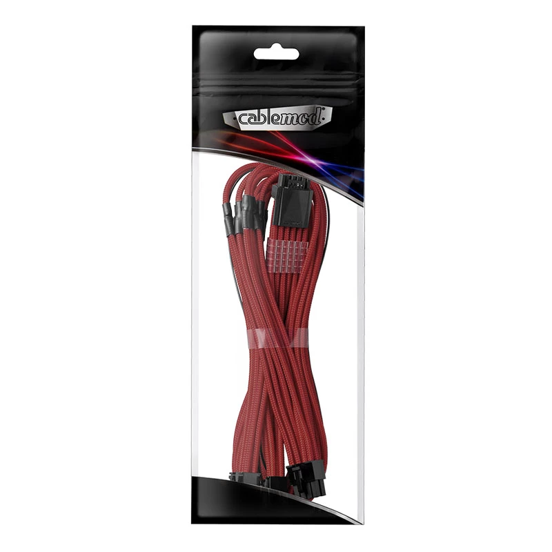 CableMod C-Series PRO ModMesh 12VHPWR į 3x PCI-e laidas, skirtas Corsair - 60cm, tamsiai raudonas