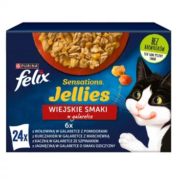 Šlapias kačių ėdalas Felix Sensations Country Flavors in Jelly multipack 24×85 g
