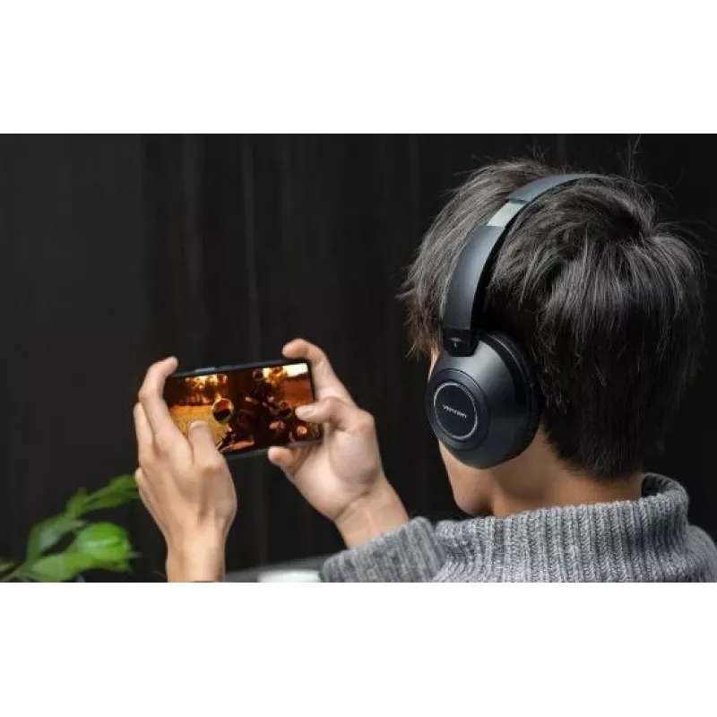 Ausinės Vention NBBB0 SoundMate S11 – belaidės Bluetooth 5.3 ausinės su kabliuku, įkrovimo dėklas 400 mAh, iki 20 h, juodos