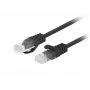 LANBERG Cat 6 U/UTP jungiamasis laidas 0,5 m, CCA, 24 AWG, juodas, vyriški RJ45, pakuotė 10 vnt.