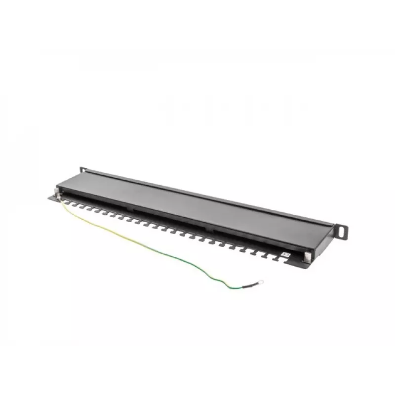 Patch panel LANBERG PPS5-0024-B 24 prievadų CAT5e, metalinis, 0,5U, 445×99×22,3 mm, juodas