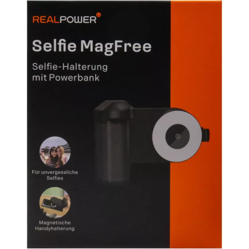 Selfie šviesa RealPower Selfie MagFree LED juoda balta ABS PU