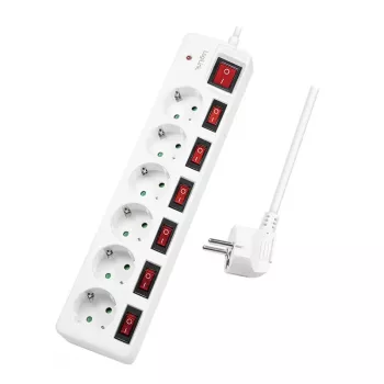 Prailginimo laidas LogiLink LPS250 1,5 m 6 AC lizdų Baltas
