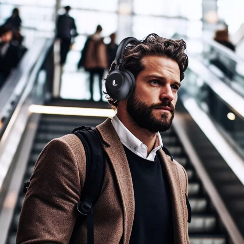 Ausinės Laudberg H1B su aktyviu triukšmo slopinimu ir Bluetooth