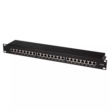 LogiLink Patch Panel 19, 24 prievadų, RJ-45, 1U, juodas