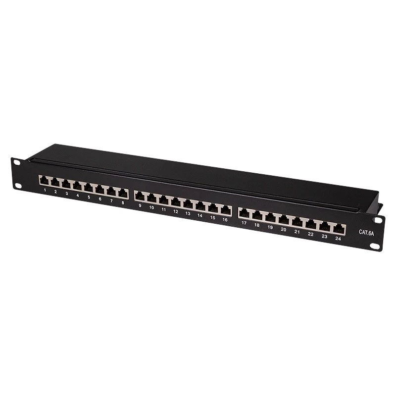 LogiLink Patch Panel 19, 24 prievadų, RJ-45, 1U, juodas