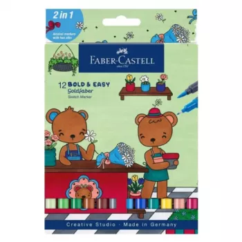Markerų rinkinys Faber-Castell 164815 – 12 vnt., įvairiaspalviai žymekliai, pagaminti Vokietijoje