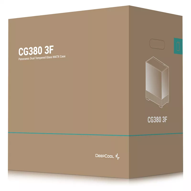 Korpusas PC Midi Tower DeepCool CG380 3F — Juodas, 235×437×451 mm, palaiko 2x120 mm šoninius + 1x120 mm galinį ventiliatorius, maitinimo šaltinis apačioje, 2,5 colio/3,5 colio HDD