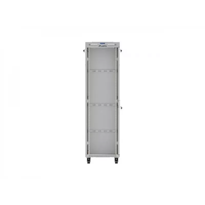 19 colių 42U LANBERG stovimas serverio stovas 600×600 mm pilkas su stiklinėmis durelėmis ir LCD (Flat Pack)