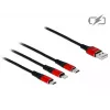 DeLOCK 85892 Laidinis įkrovimo kabelis Lightning / USB – USB (M) į Micro-USB Type B, Lightning, USB-C (M) – 1,0 m – Ekranuotas – Juodas