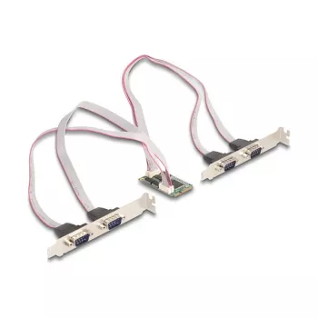 Vidinė RS-232 sąsajos plokštė DELOCK 95278 – Mini PCI Express, 4× RS-232 išėjimai, FIFO 256 B, 30×51×10 mm