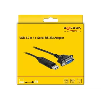 Serijinis kabelis DeLOCK 66281 juodas 1,8 m RS-232 USB Type-A