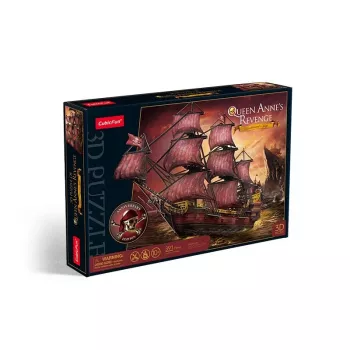 3D dėlionė cubicfun Queen Anne's Revenge Anniversary Edition – modelis 306-T4040H, kolekcinis laivo modelis surinkimui