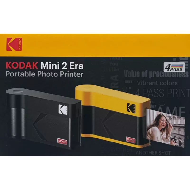 Momentinė spausdinimo kamera Kodak Mini 2 Era juoda – kompaktiška momentinė nuotraukų spausdinimo kamera