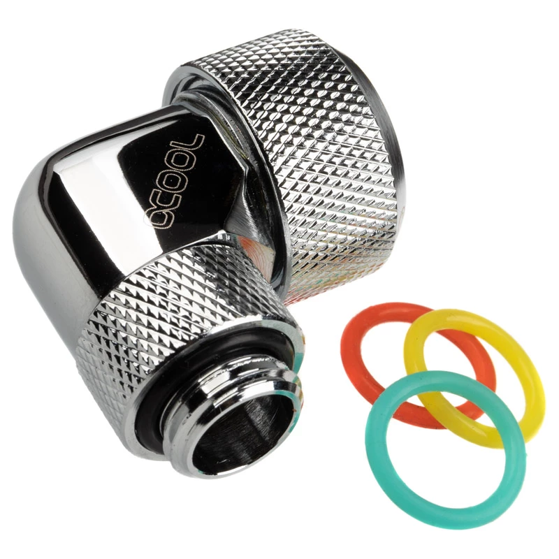 Alphacool 17394 90° jungtis 16 mm kietam vamzdeliui chromuota