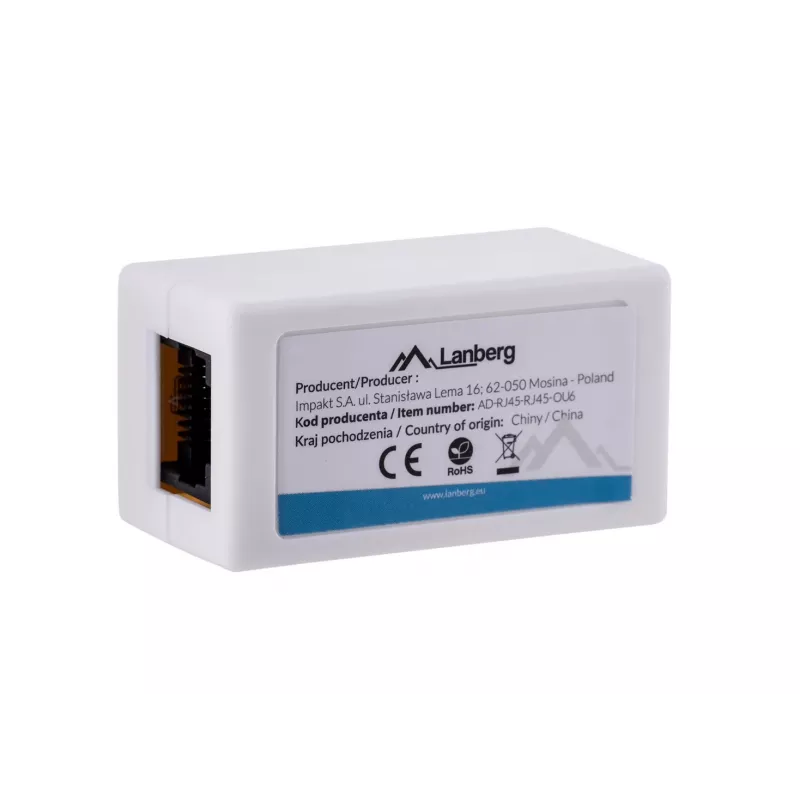 Tinklo jungtis LANBERG AD-RJ45-RJ45-OU6 — balta RJ-45 1 įėjimas į 1 išėjimą