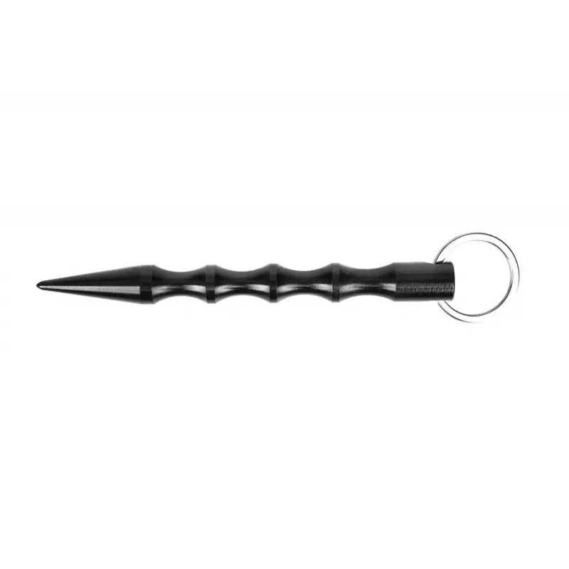 Taktinis rašiklis GUARD YC-008-BL – kompaktiškas duraliuminis rašiklis su stiklo daužytuvu, 150 mm, 50 g, juodas