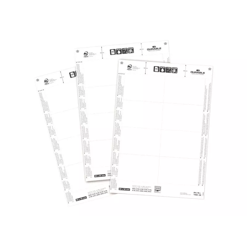 Durable 1456-02 įdėklų lakštai 60x90 mm Balti