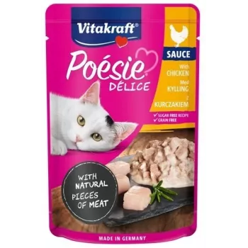 Šlapias kačių ėdalas Vitakraft Poésie Delice su vištiena 85 g pakelis, suaugusioms katėms