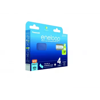 Įkraunamos baterijos PANASONIC ENELOOP AAA 800 mAh 4 vnt. + dėklas (BK-4MCDE/4CP+CASE)
