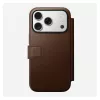 Odinė dėklo-knygelė Nomad Modern Leather Folio, skirta iPhone 17 Pro, ruda, 6,3 colio (16 cm), 4 kortelių kišenės