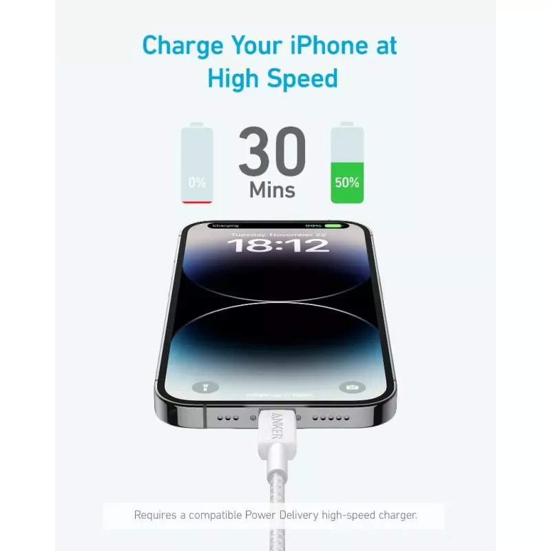 Kabelis Anker 322 0,9 m Lightning – USB C 30 W