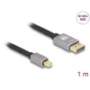 DeLOCK Mini DisplayPort į DisplayPort laidas 8K 60 Hz 1 m pilka metaliniai lizdai be fiksatoriaus