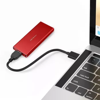QOLTEC 51831 išorinis SSD korpusas M.2 SATA diskams, USB 3.0, raudonas, iki 4 diskų, 30 mm