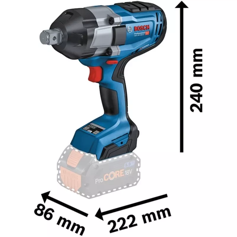 Bosch GDS 18V-1050 H akumuliatorinis smūginis suktuvas 1750 RPM 3/4 inch (juoda, mėlyna, raudona)